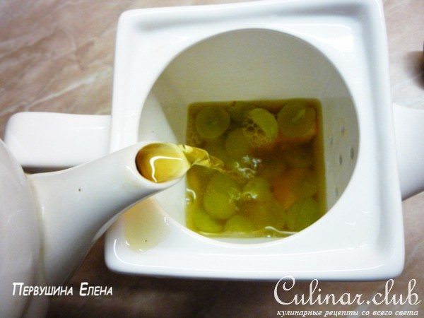 Быстрый компот из винограда, апельсина и зеленого чая