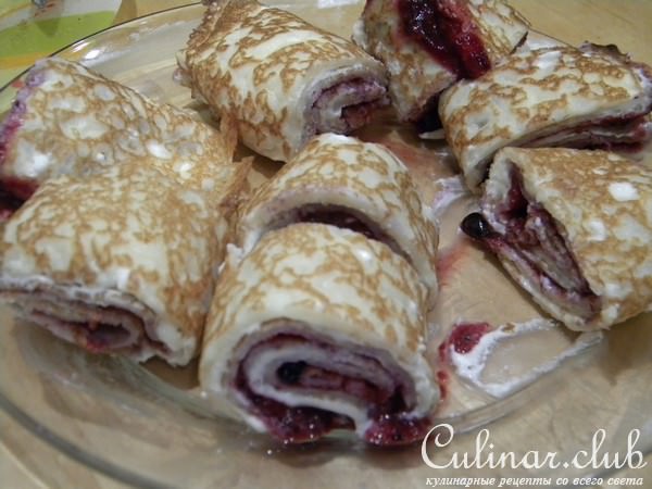блинчики с нежным сырным кремом