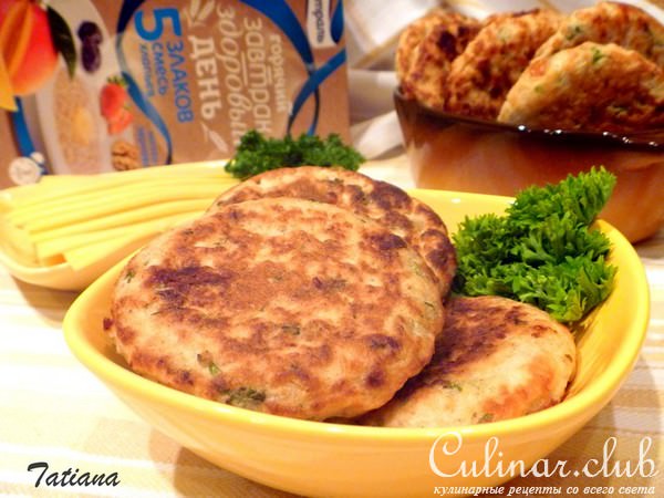 Оладьи многозерновые с сыром и зеленью