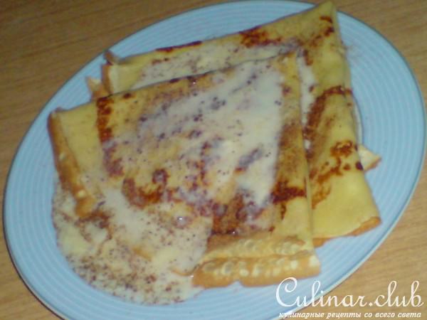 Лимонные блинчики со сливочно-медовым соусом