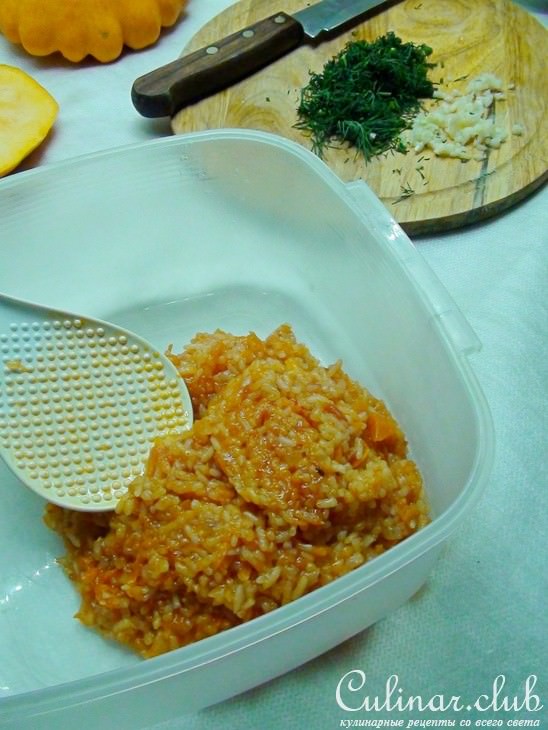 Патиссон, фаршированный рисом и овощами. Тест-драйв.