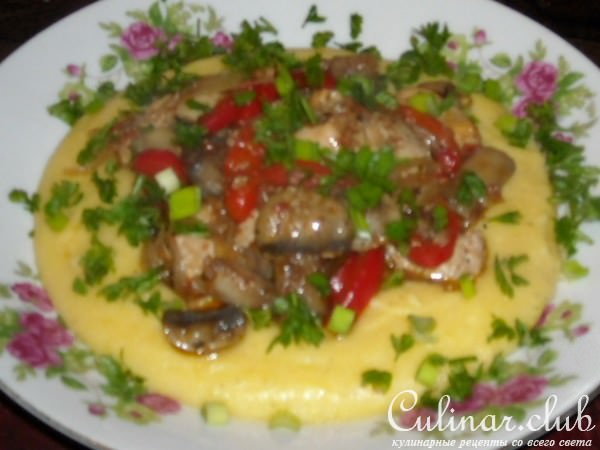кукуруза с грибами и курочкой