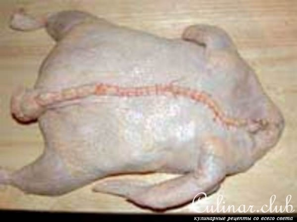 Курица, фаршированная грибами