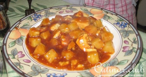 рыба в кисло-сладком соусе с ананасами