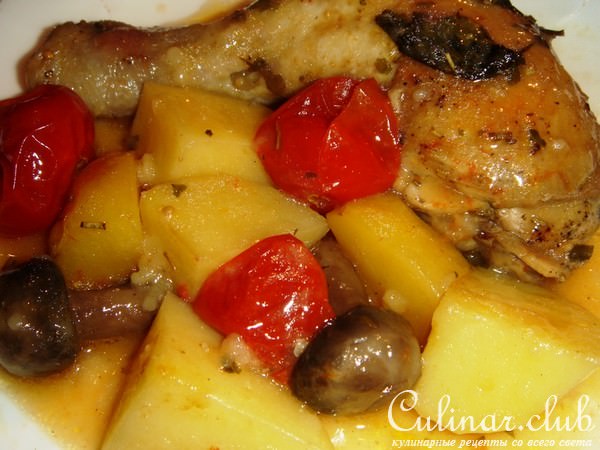 Жаркое из курочки в винном соусе