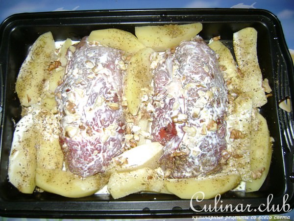 мясной рулет с орехами
