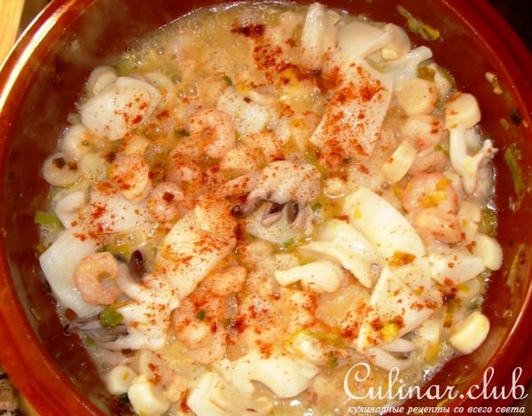 рис с морскими гребешками и каракатицей...