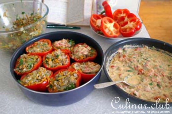 Перец, фаршированный мясом и овощами (вариант)
