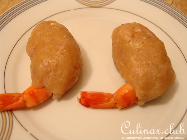 Куриные зразы с креветками