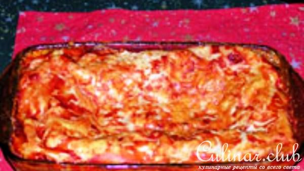 Лазанья с шампиньонами и фарша 