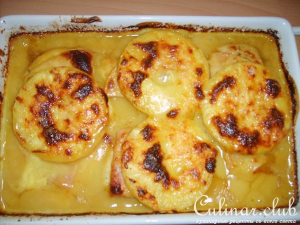 Шницель "по гавайски" с соусом карри
