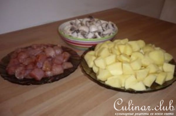 КАРТОФЕЛЬ КУРИЦА ГРИБЫ