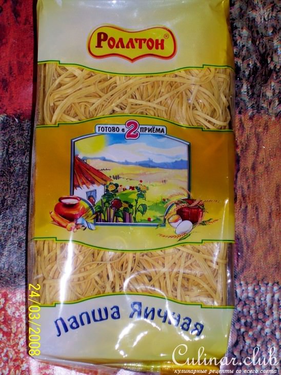 Курица с грибами и яичной лапшой