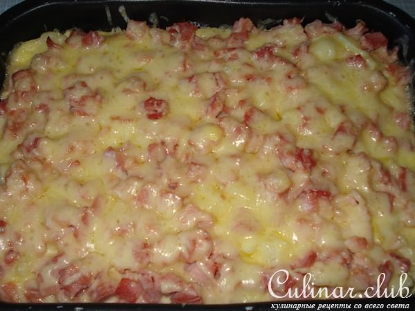 Запеканка из цветной капуста с ветчиной