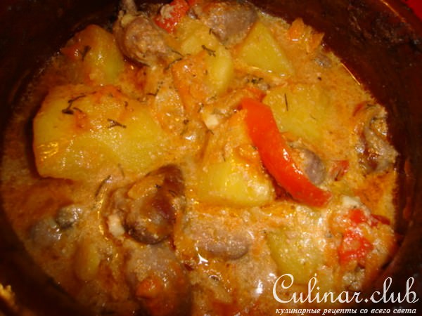 сердечки с овощами в горшочках