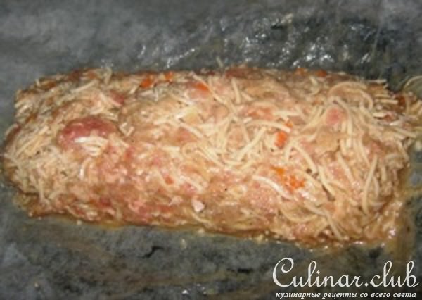 Мясной хлебец с вермишелью быстрого приготовления