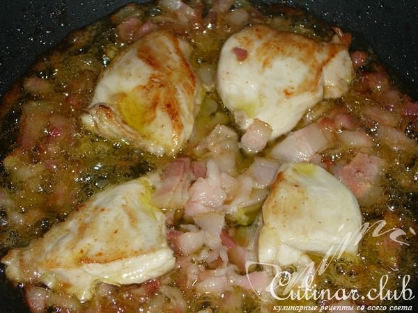паста с курочкой,беконом и горошком