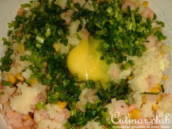 Котлеты из креветок и кукурузы и Дип из авокадо