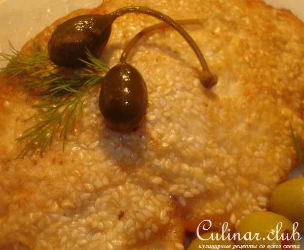 Куриная отбивная в льезоне с кунжутом