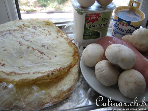 Запеканка с блинами,грибами и...