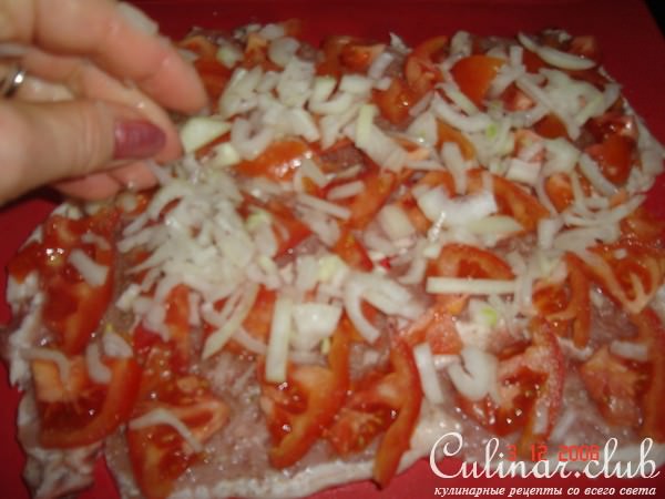Мясо под "шубкой" и слоёной вермешелью