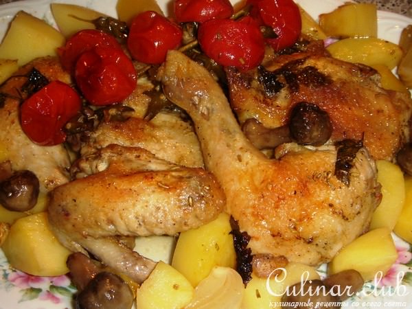 Жаркое из курочки в винном соусе