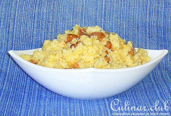 Пшеничная каша с куринными желудочками