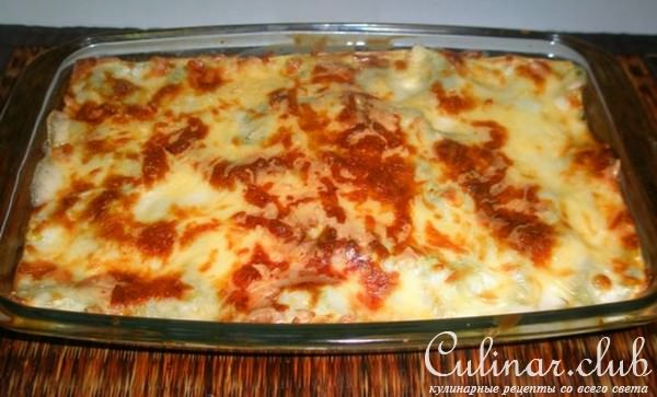 Лазанья с креветками и с красной рыбкой