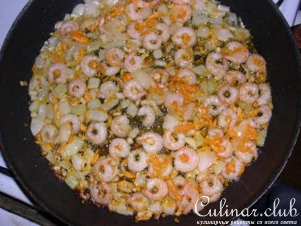 Спагетти с креветками 