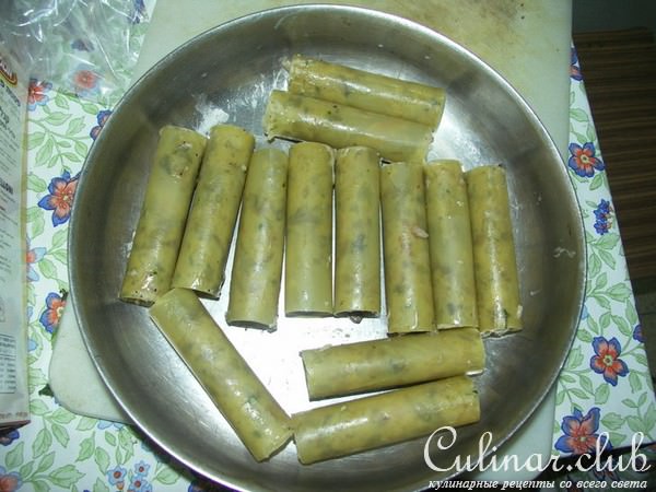 Канеллони с беконом и грибами
