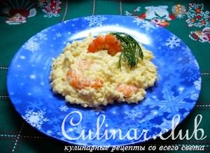 Каша пшенная с креветками