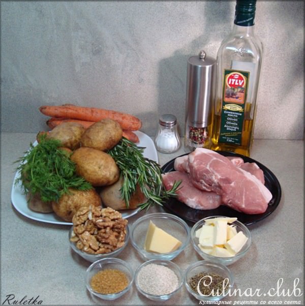 Филе свинины с ореховой крошкой и розмарином.