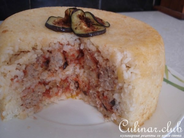 Timbale из риса с фрикадельками 