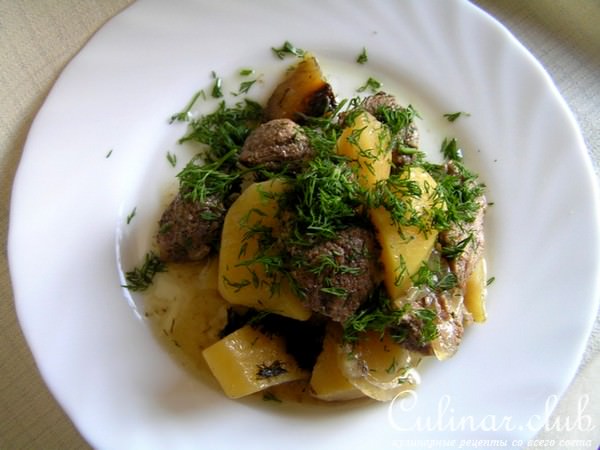 Мясо в укропе с картошкой (в горшочке)