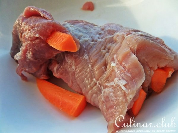 Cвинина,запечённая с морковью и фенхелем с рисом на гарнир 