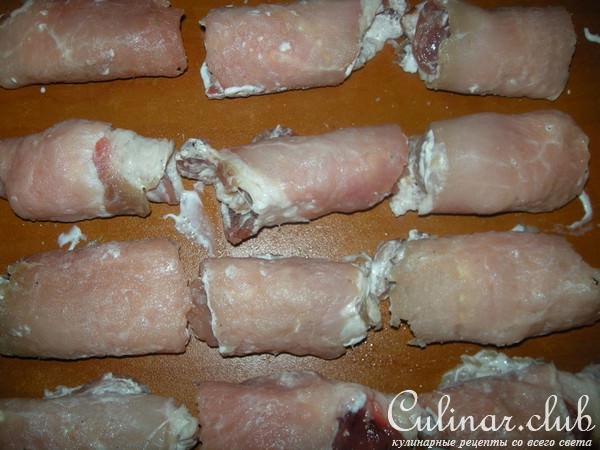 Рулетики из свиной вырезки (шашлык)