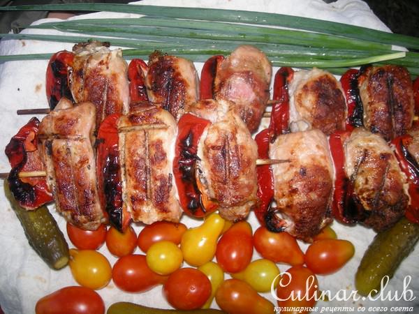 Рулетики из свиной вырезки (шашлык)