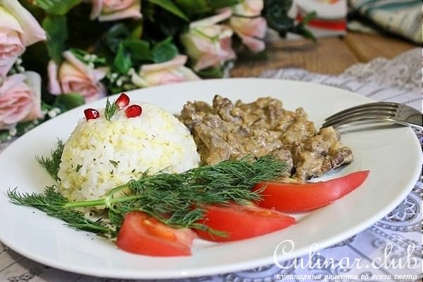Бефстроганов по-домашнему с золотым пшеном и рисом Кубань за 25 минут