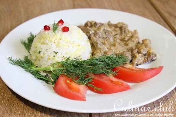 Бефстроганов по-домашнему с золотым пшеном и рисом Кубань за 25 минут
