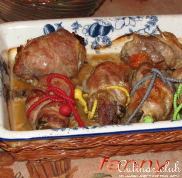 Мясные рулетики с начинкой двух видов
