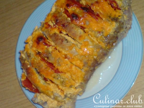 "Книжка" из свинины с плавленным сыром и помидорами