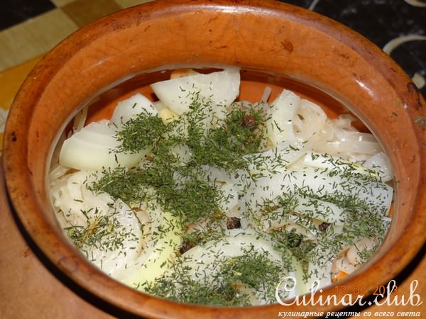 Жаркое из мяса с квашеной капустой и съедобной крышечкой