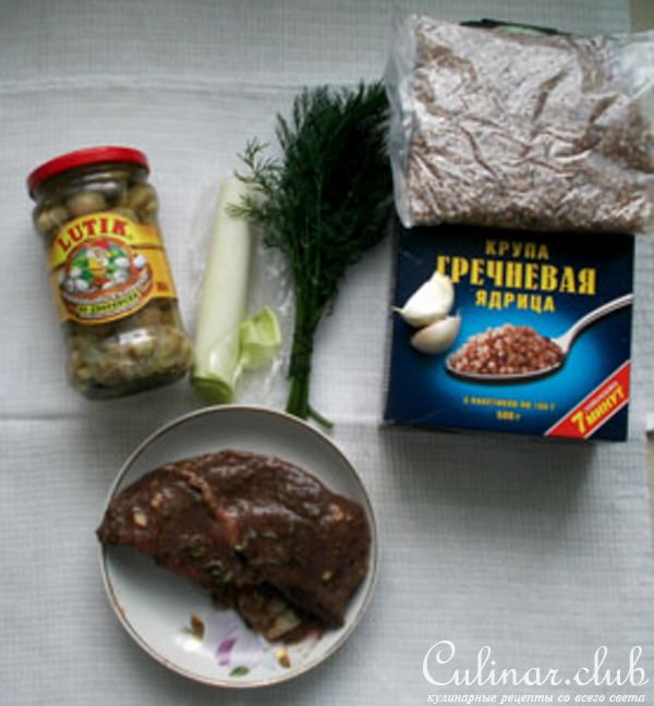 Телятина с гречкой и грибами