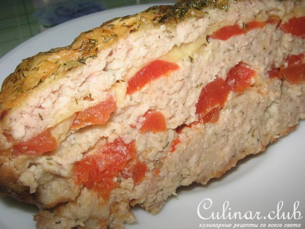 Террин из индюшки с помидорами и сыром.