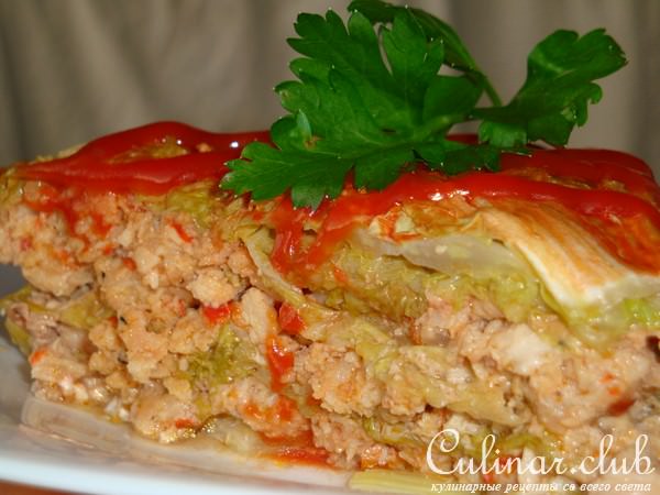 Этакая запеканка. Капуста+фарш