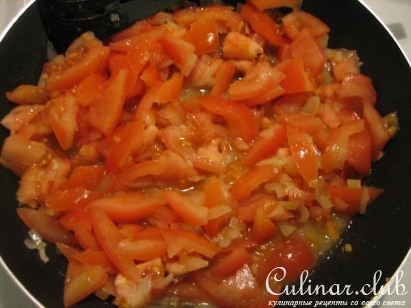 Лазанья с помидорами, сыром и ветчиной