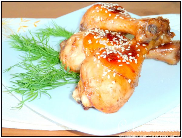 Глазированные куриные голени с кунжутом