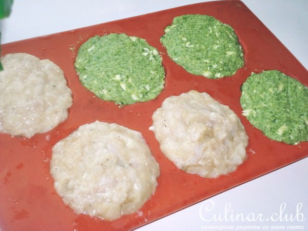 Маффины из брокколи и цыплёнка в дуэте.