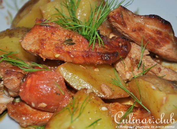 Картофель с индейкой и дайконом 