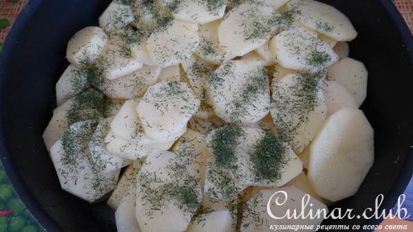 Кура с картофелем, запеченные в кефирном маринаде